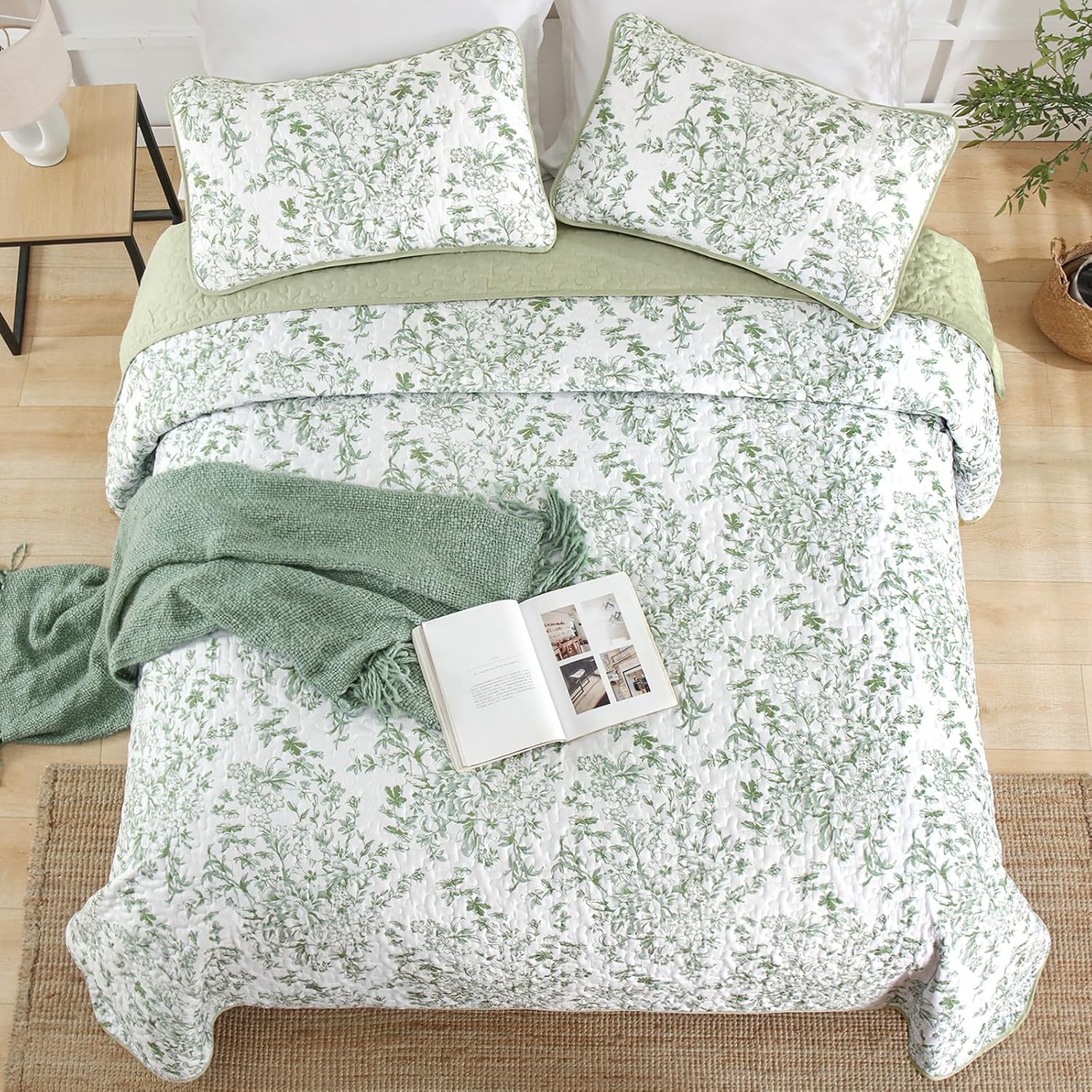 WONGS BDEEING California King Quilt Set Sage Green