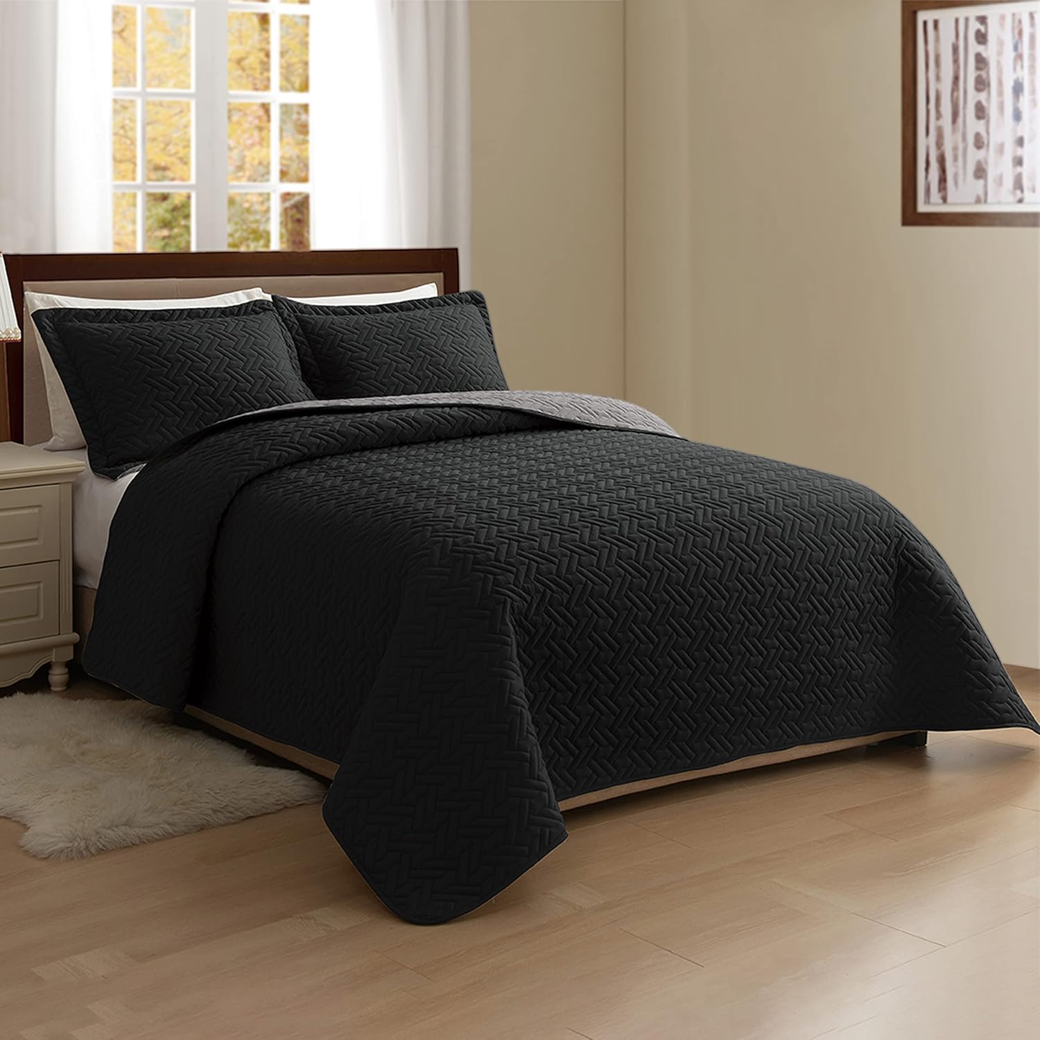 Elegant Comfort 3-Piece Reversible Quilt Set - Ultra Soft Premium King