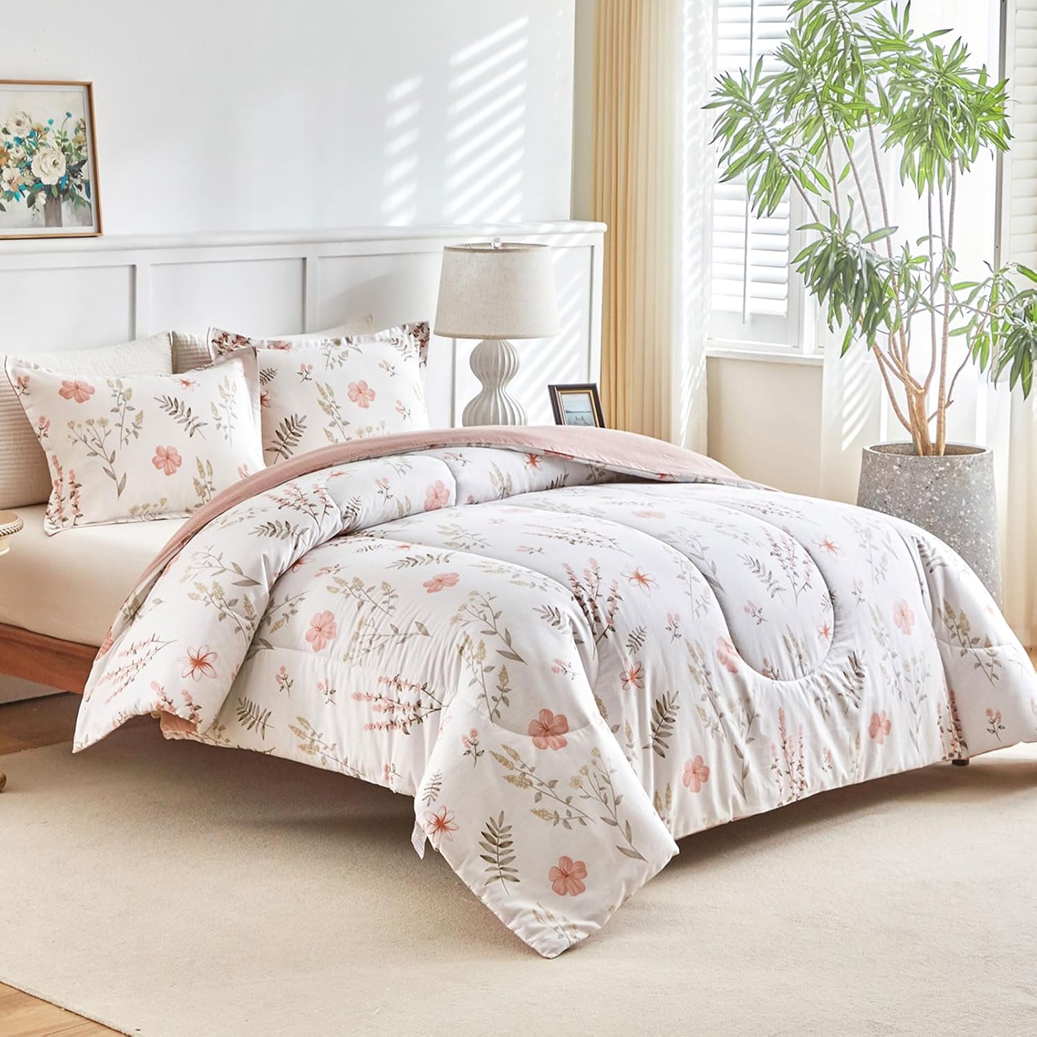 Joyreap 3pcs Floral Cotton Comforter Set for Girls