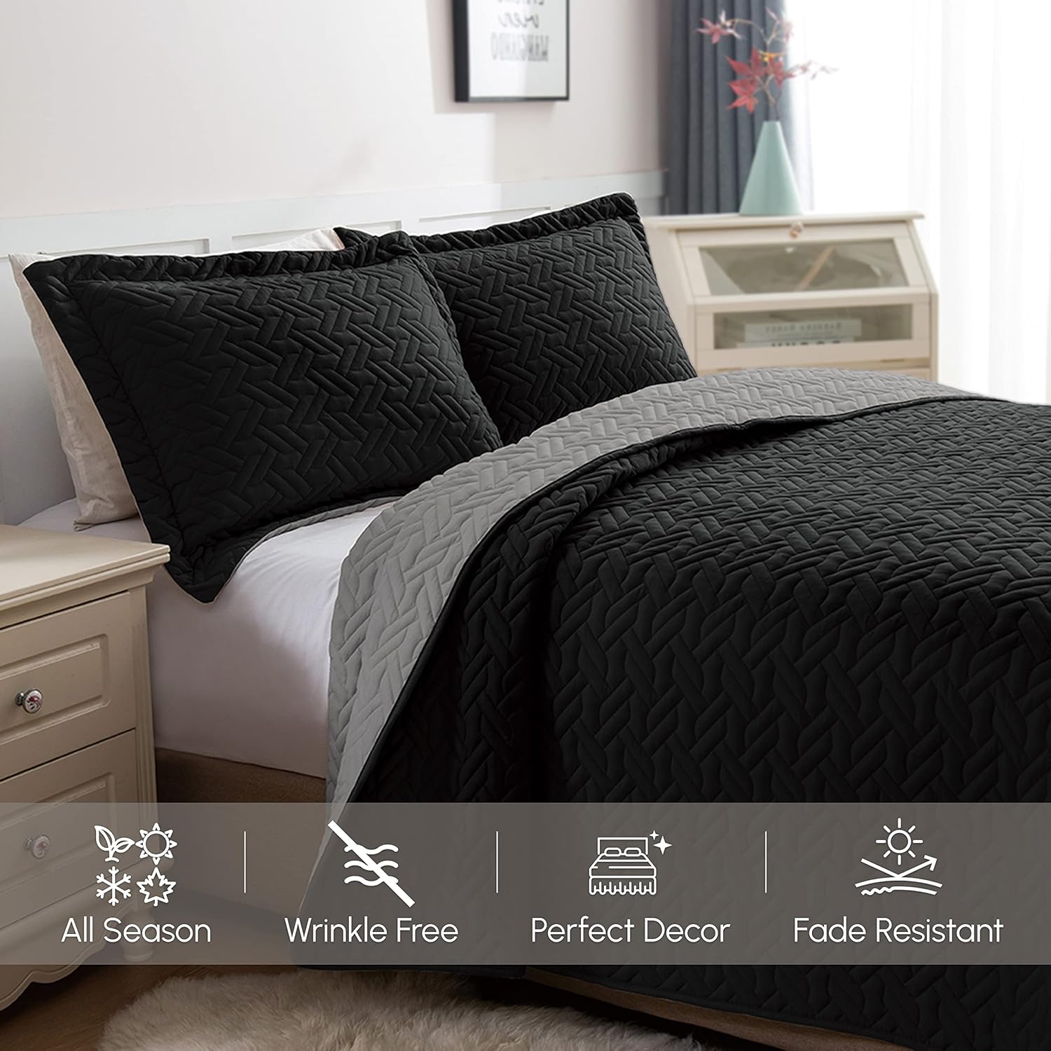 Elegant Comfort 3-Piece Reversible Quilt Set - Ultra Soft Premium King