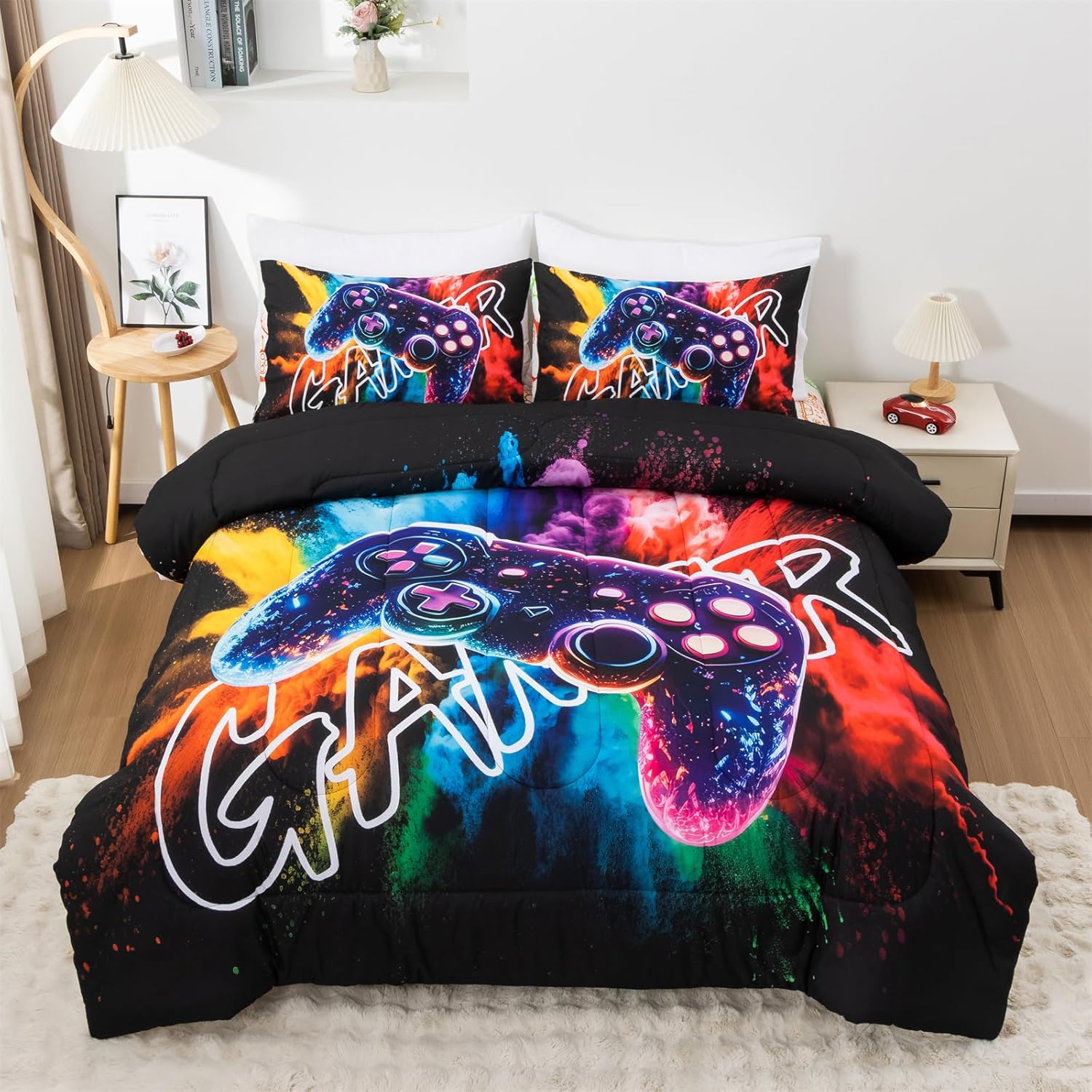 Aimuan Gamer Comforter Set for Boys 3D Gamepad Design Twin