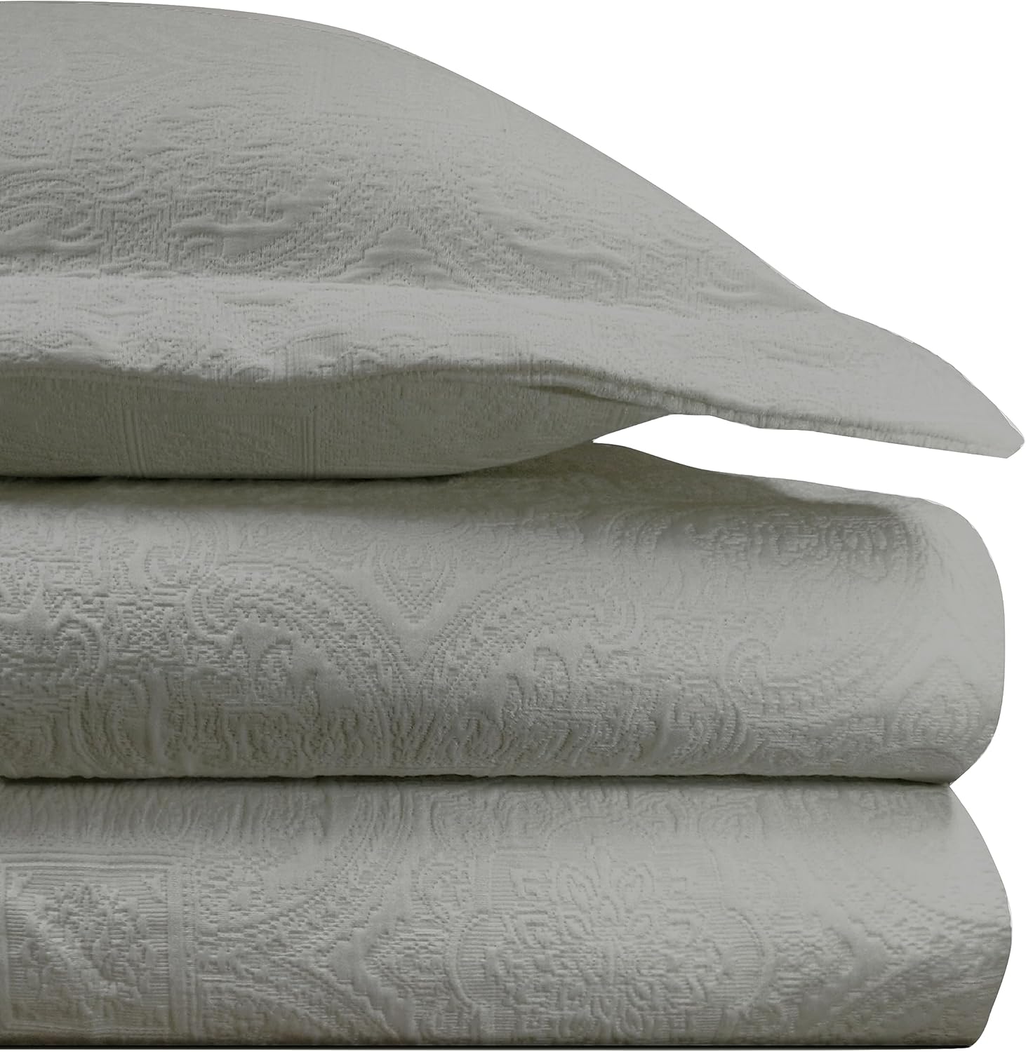 HiEnd Accents Matelass Super King Duvet Set 3 Piece Gray Medallion Pattern