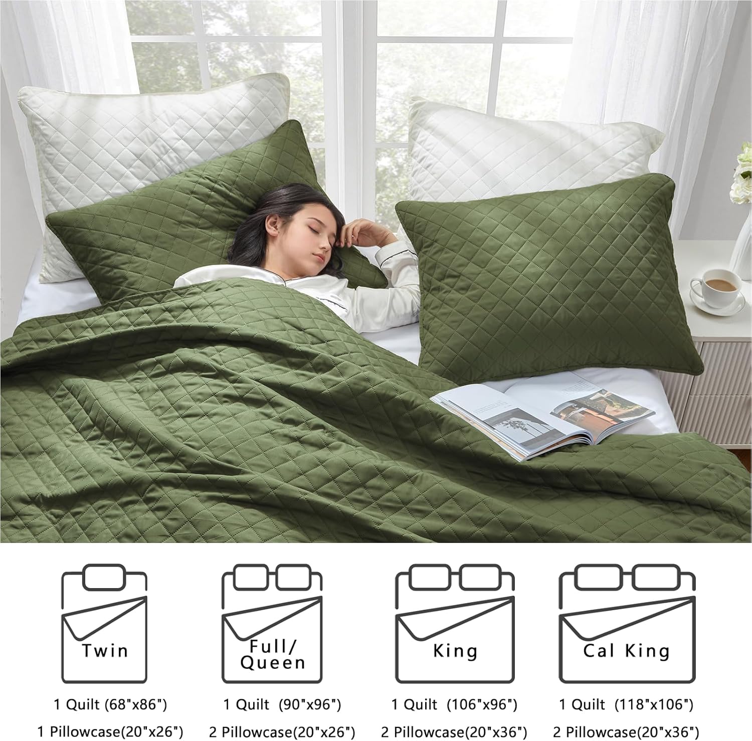 Homelike Moment Queen Quilt Set Olive Green 1
