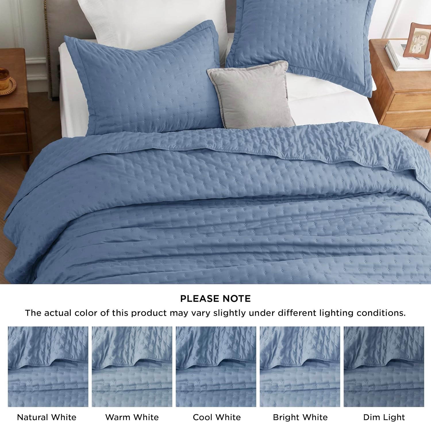 Bedsure King Quilt Set - Mineral Blue 106x96 Inch