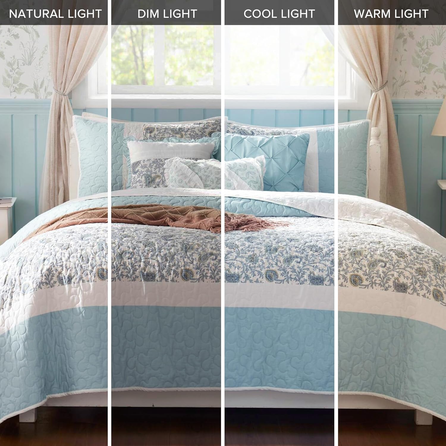Madison Park Cotton Quilt Set Shabby Chic Floral Print