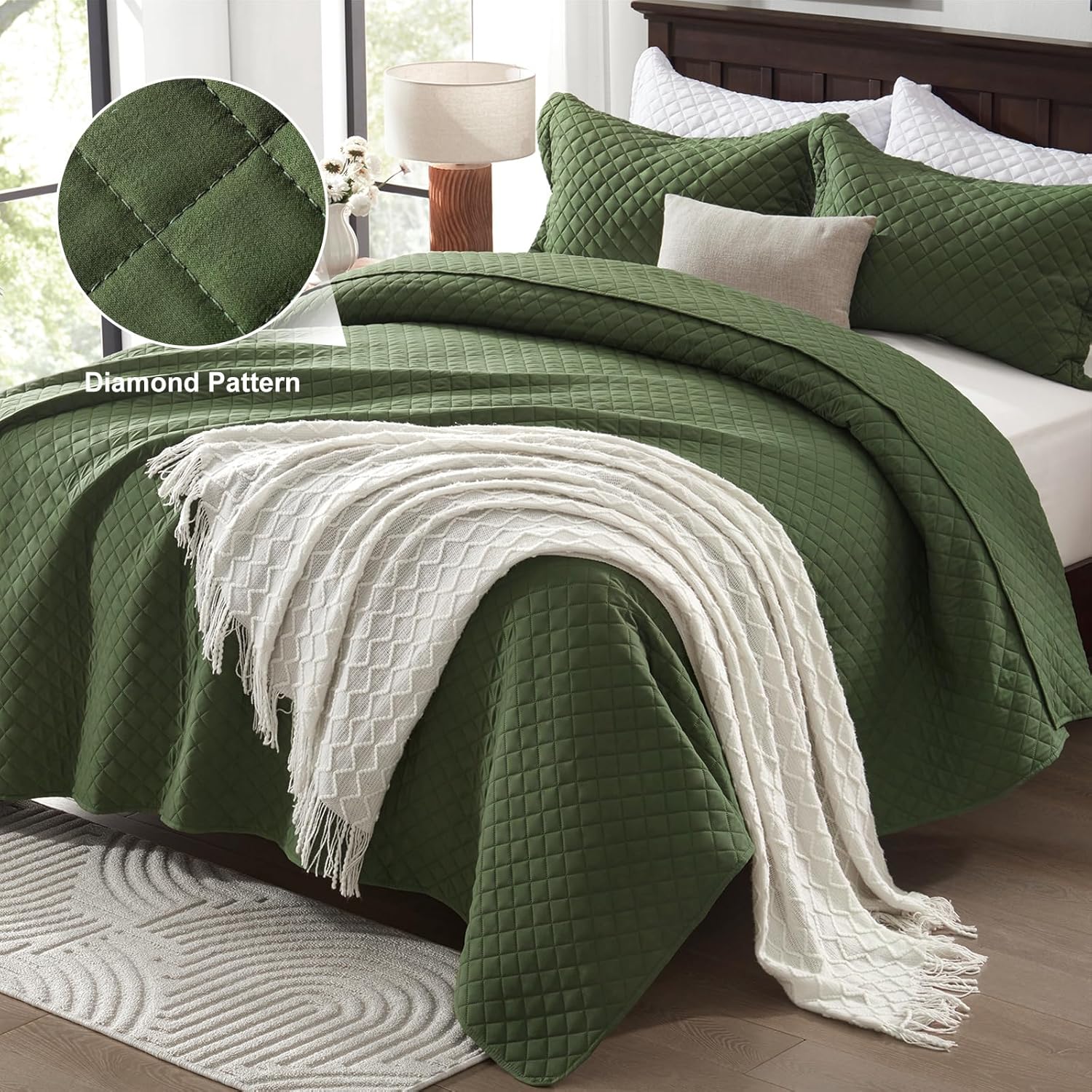 SunStyle Home Olive Green King Quilt Bedding Set