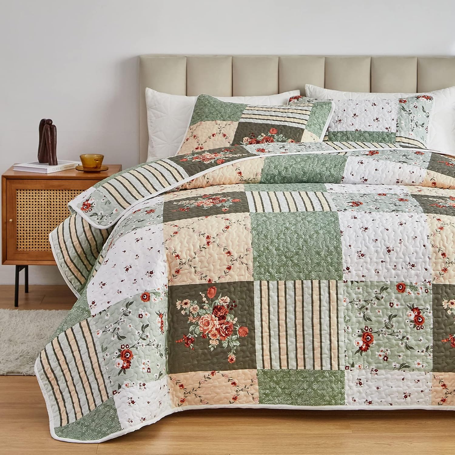 Flysheep Patchwork Quilt Set 3 Pieces QueenFull Size