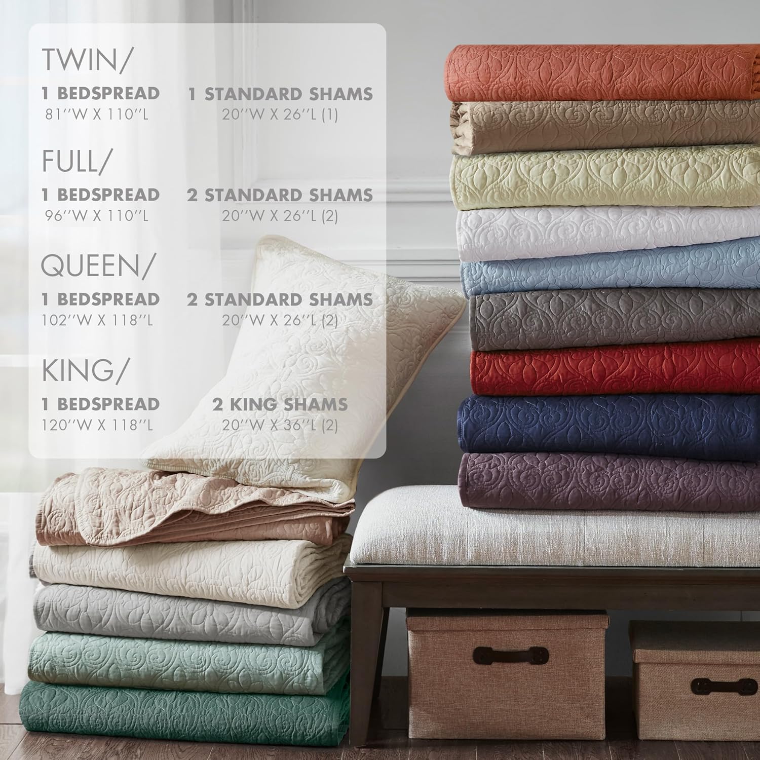 Madison Park Quebec Reversible Quilt Set with Damask Design
