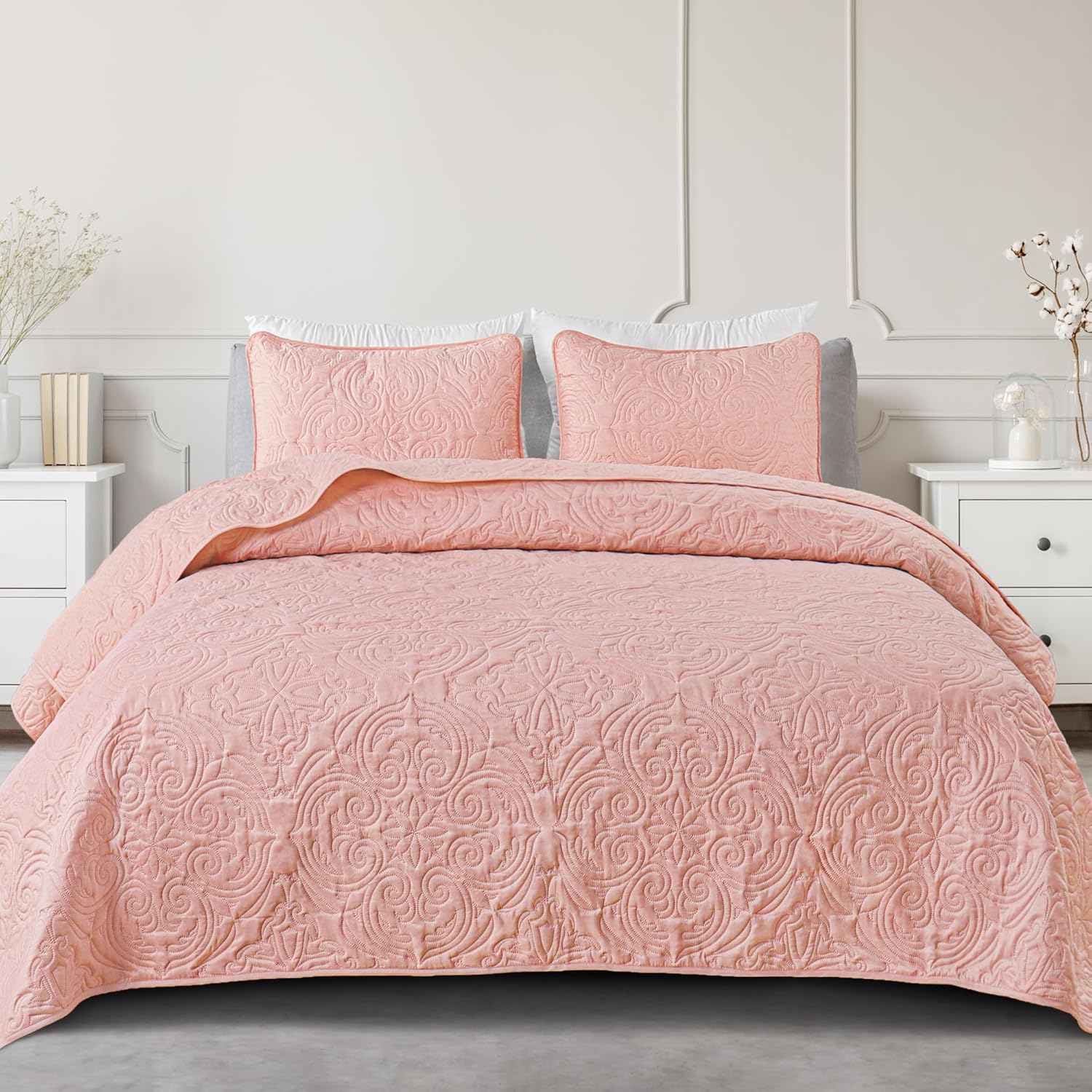 Exclusivo Mezcla King Size Quilt Set - Blush Pink
