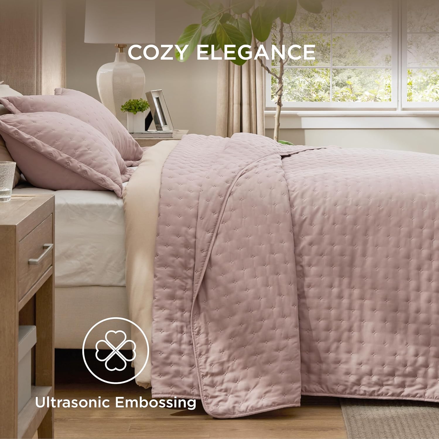 Bedsure King Quilt Set - Ultra Soft Dusty Rose Bedspread