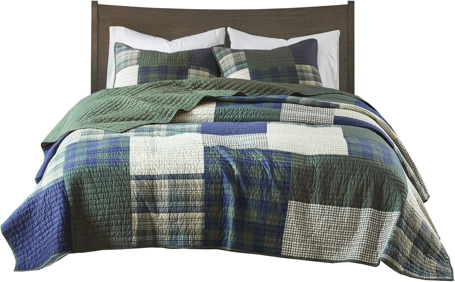 Woolrich Mill Creek Reversible Quilt Set - 3 Piece Plaid Green