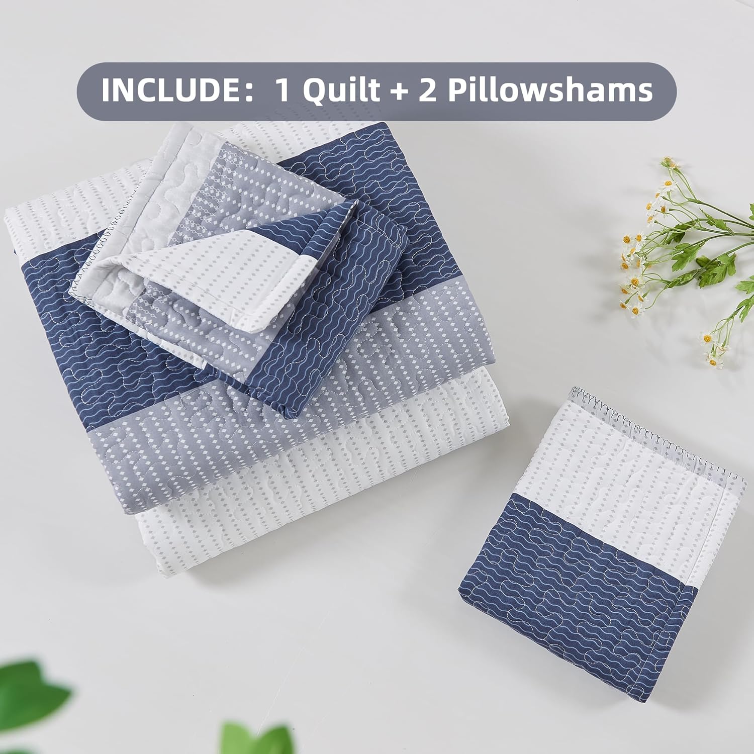 Andency Queen Quilt Bedding Set in Mineral Blue
