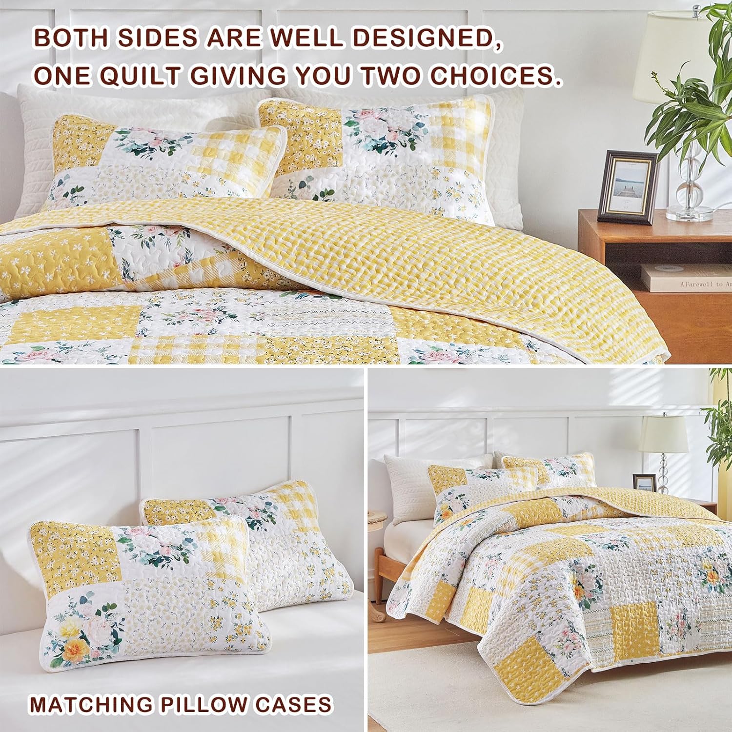 Joyreap 3-Piece Patchwork Quilt Set for California King