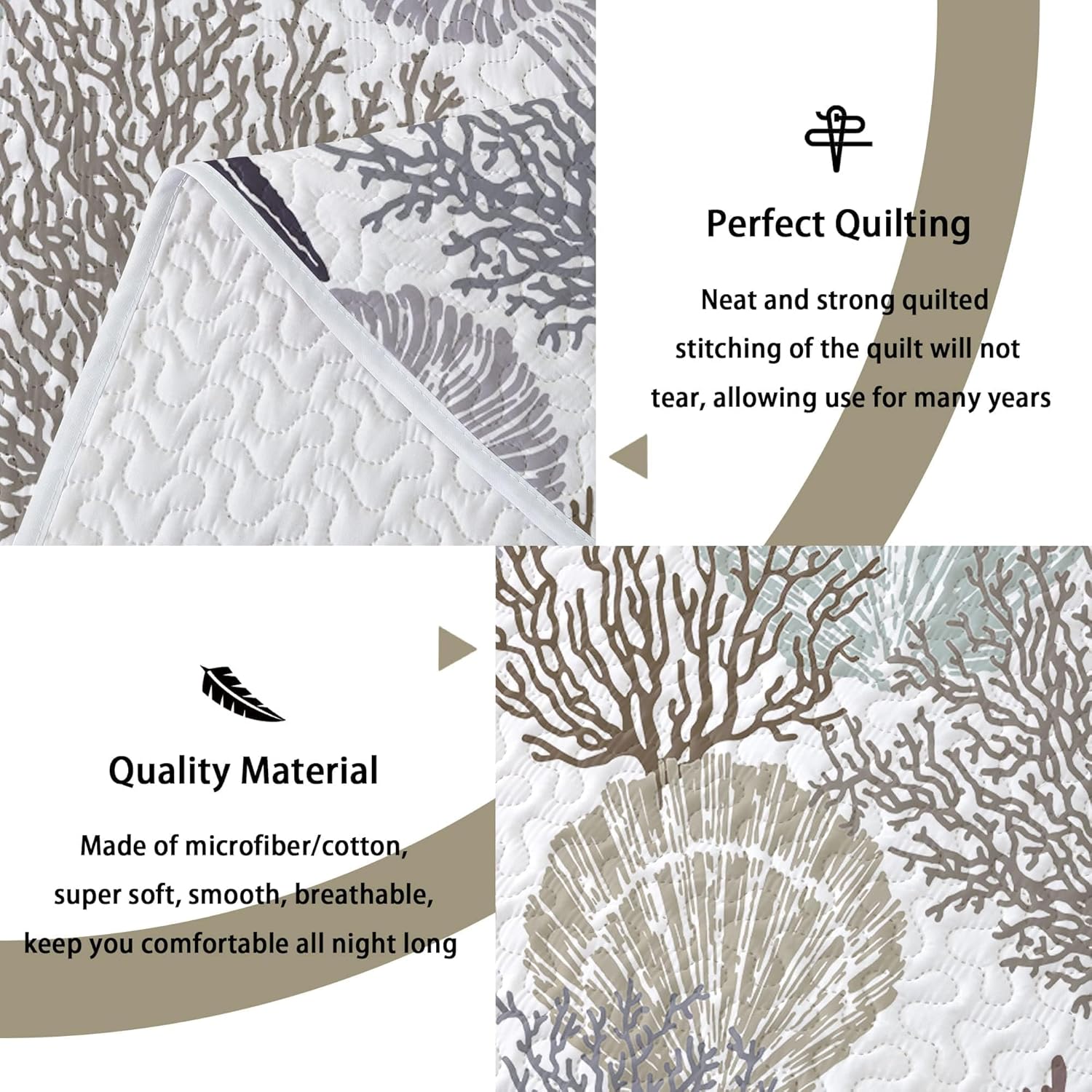 Tritard 3 Piece Coastal Quilt Set King Size