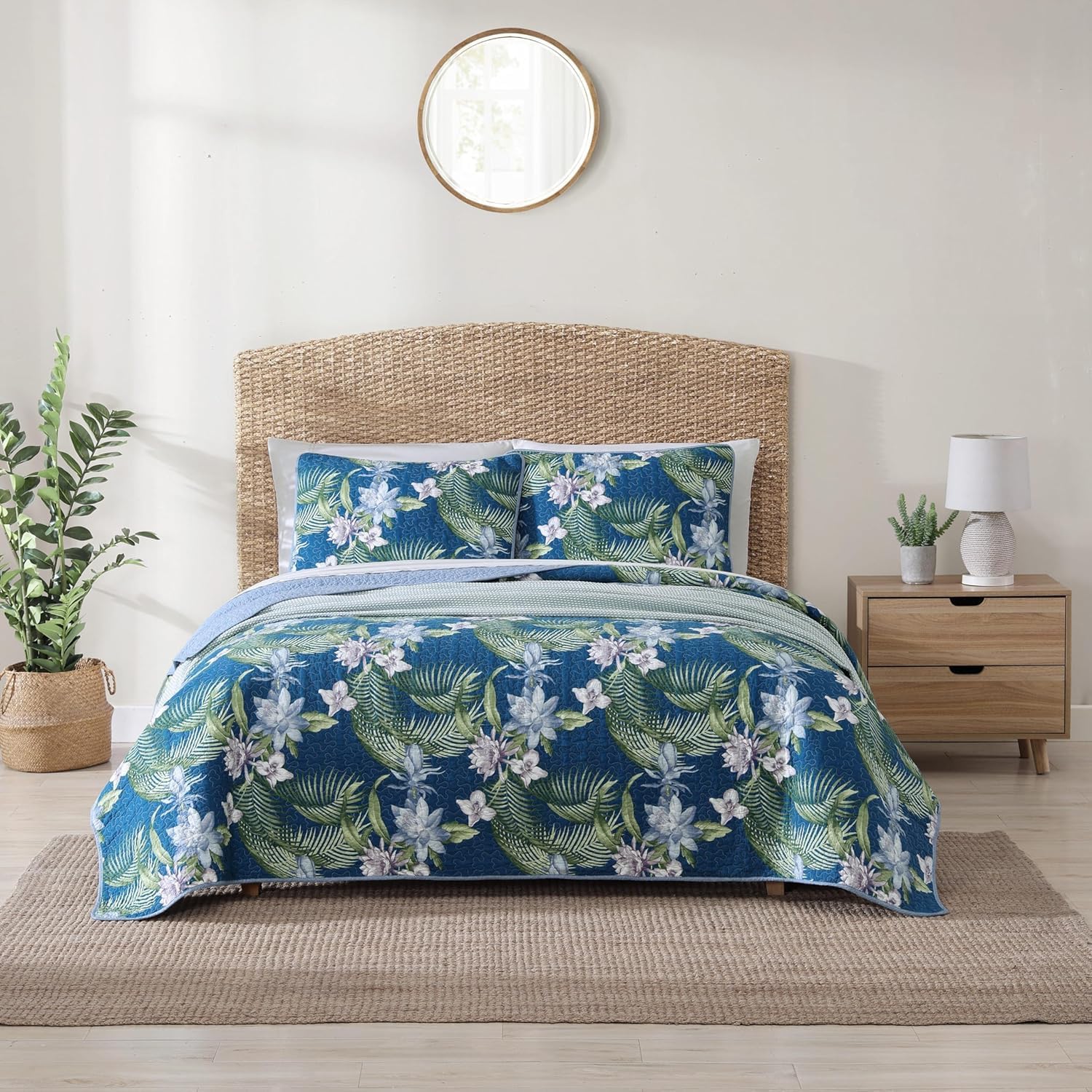 Tommy Bahama King Quilt Set Southern Breeze Dark Blue