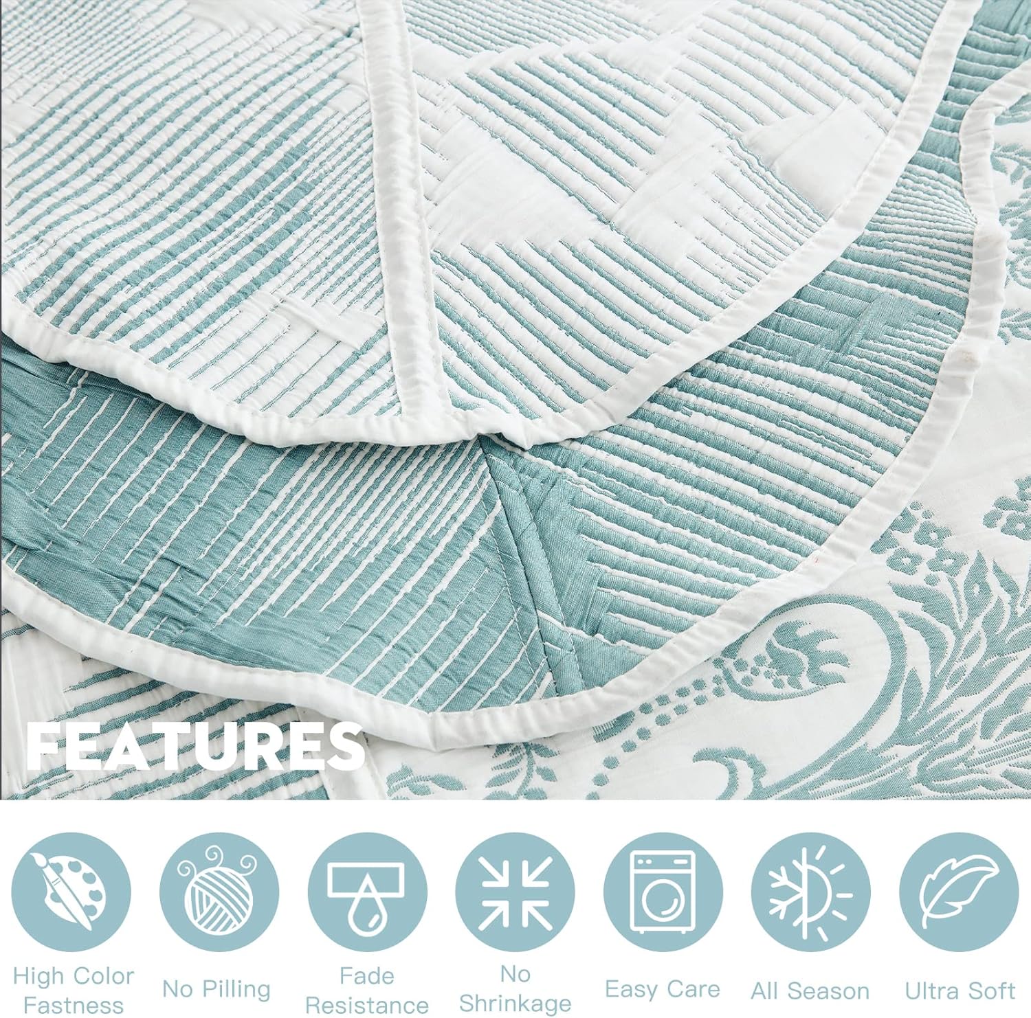 Blythease Oversized King Bedspread 128x120 Green Jacquard 1