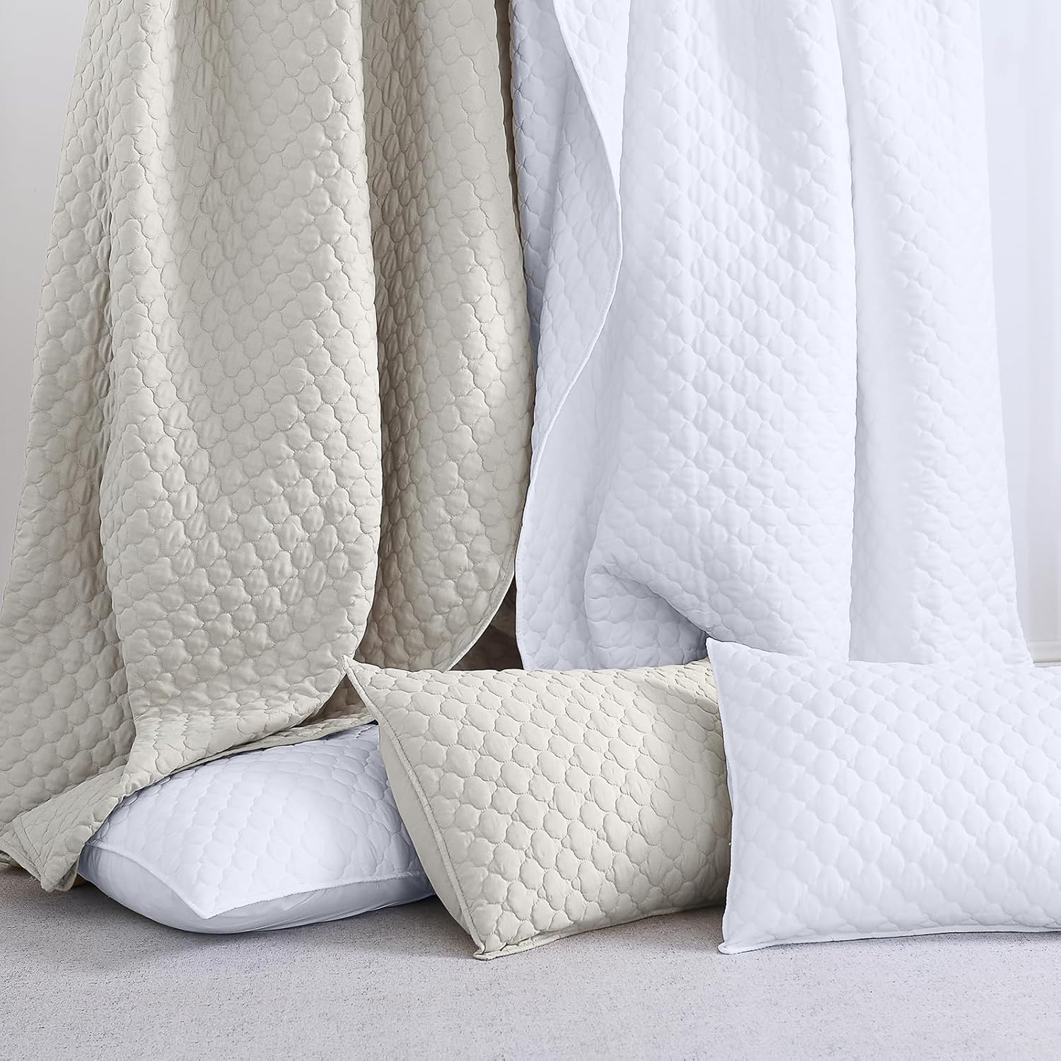 HORIMOTE HOME Quilt Set Queen Size Beige Cloud Pattern