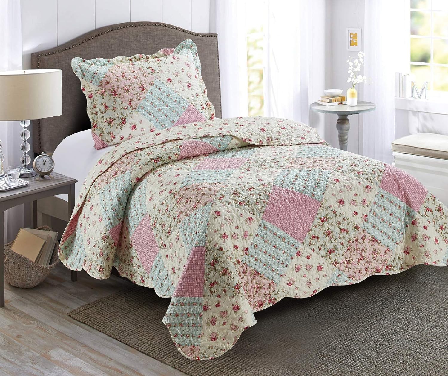 Brilliant Sunshine Roses Quilt Set Twin XL
