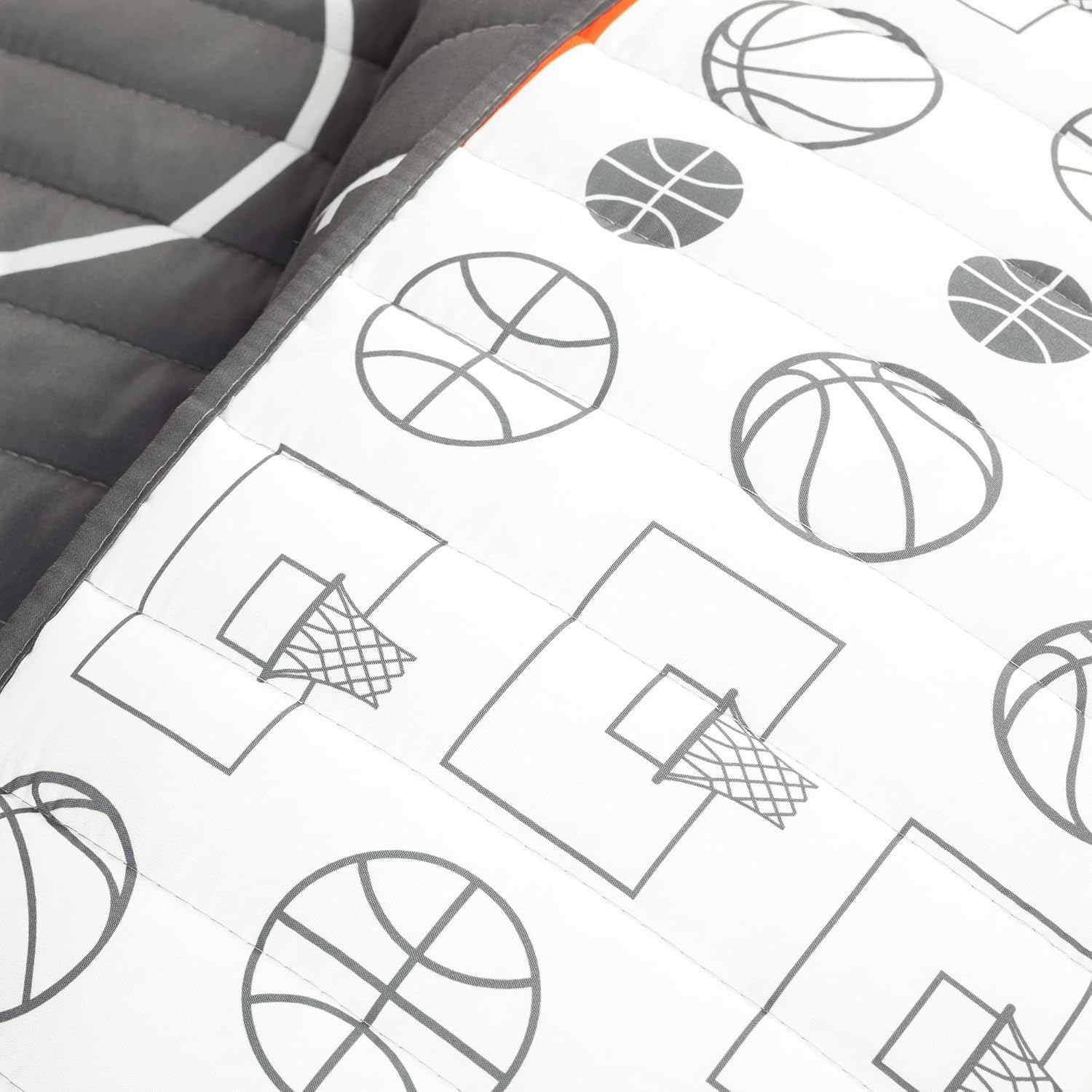 Lush Decor Basketball Quilt Set 4 Piece Twin Charcoal