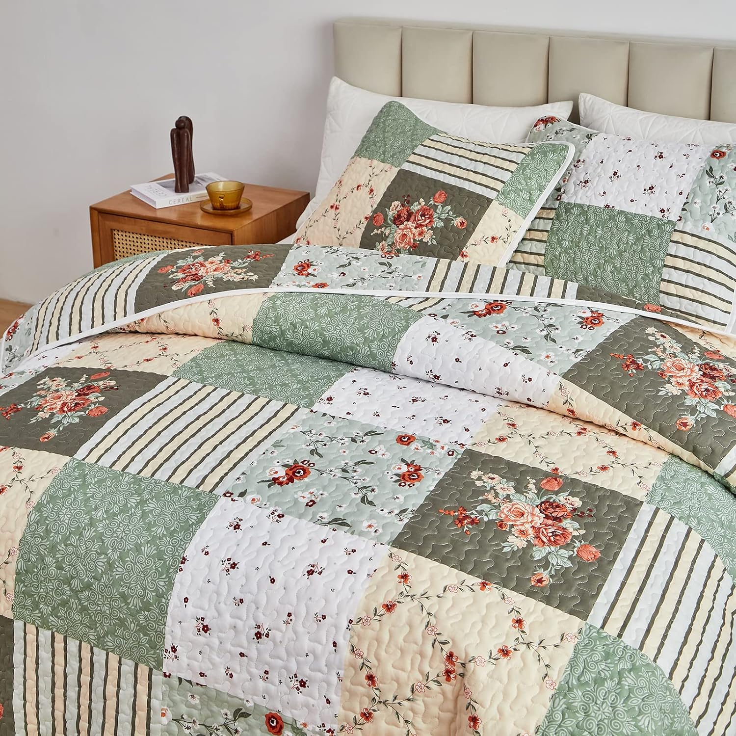 Flysheep Patchwork Quilt Set 3 Pieces QueenFull Size