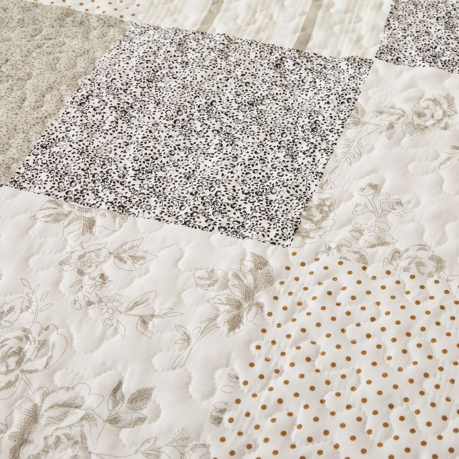 Cmfshape Grey Floral Reversible Quilt Set