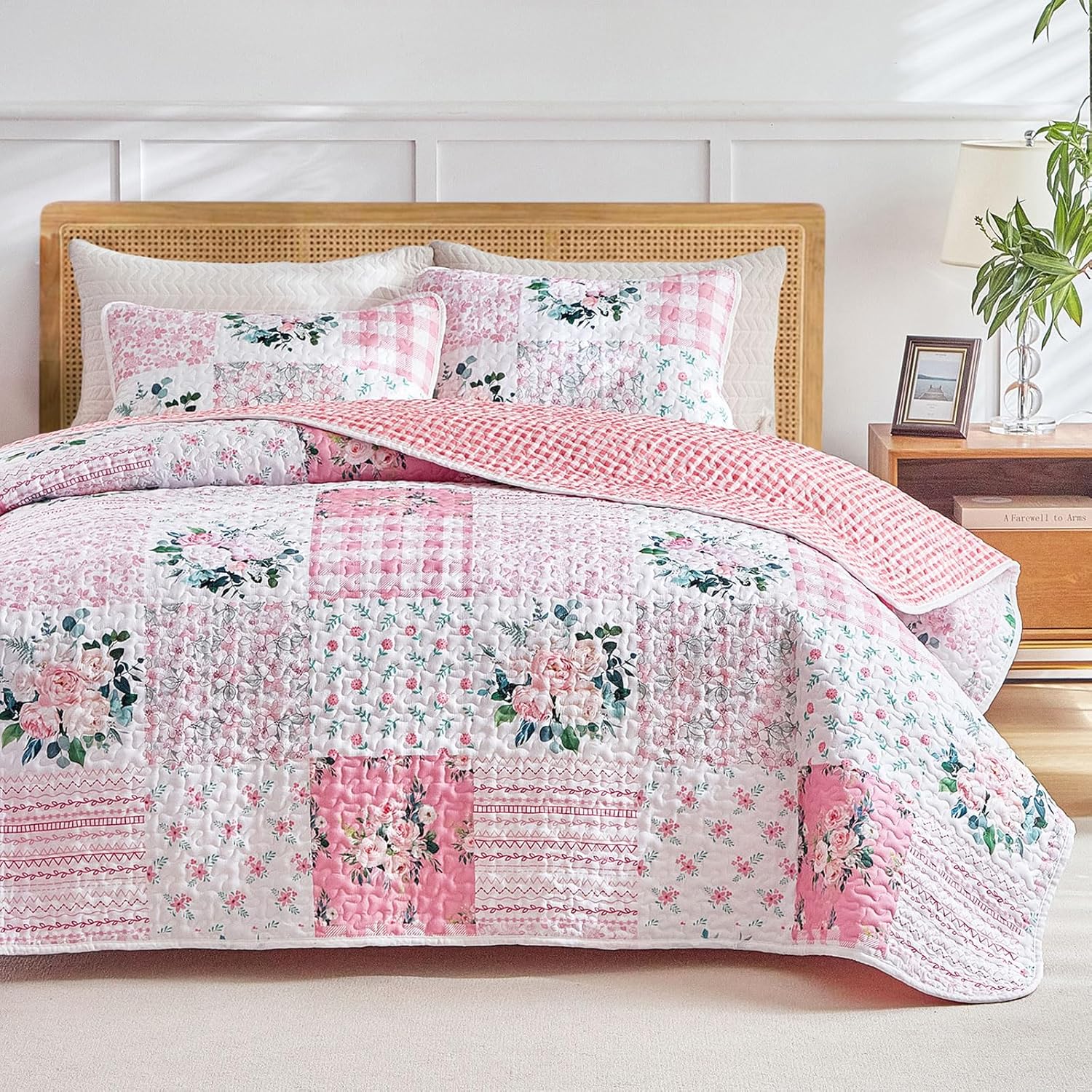 Joyreap 3 Piece Floral Quilt Set Queen Size