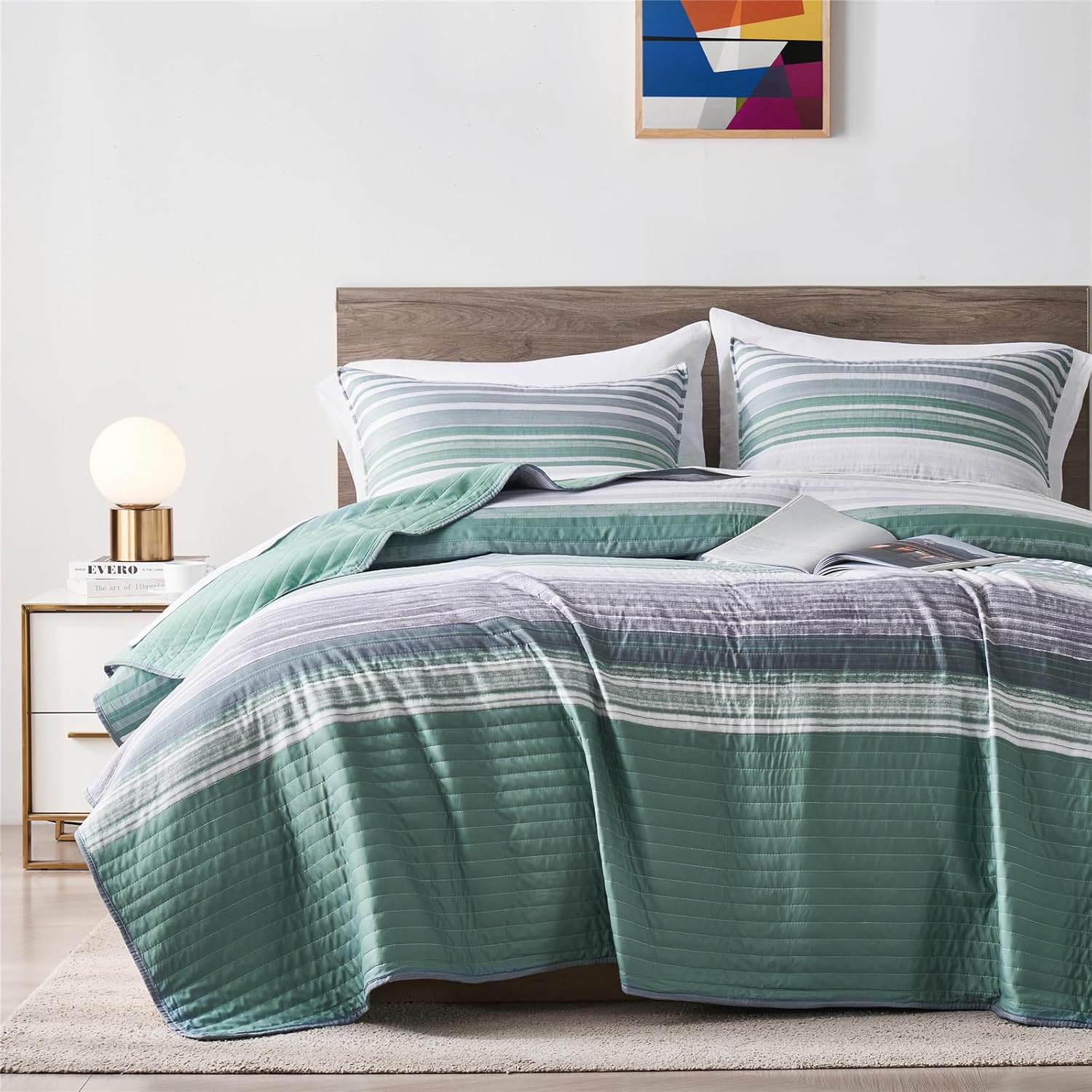 KAKIJUMN Quilt Set Full Queen 2-Piece Bedspread Coverlet with Pillow Sham