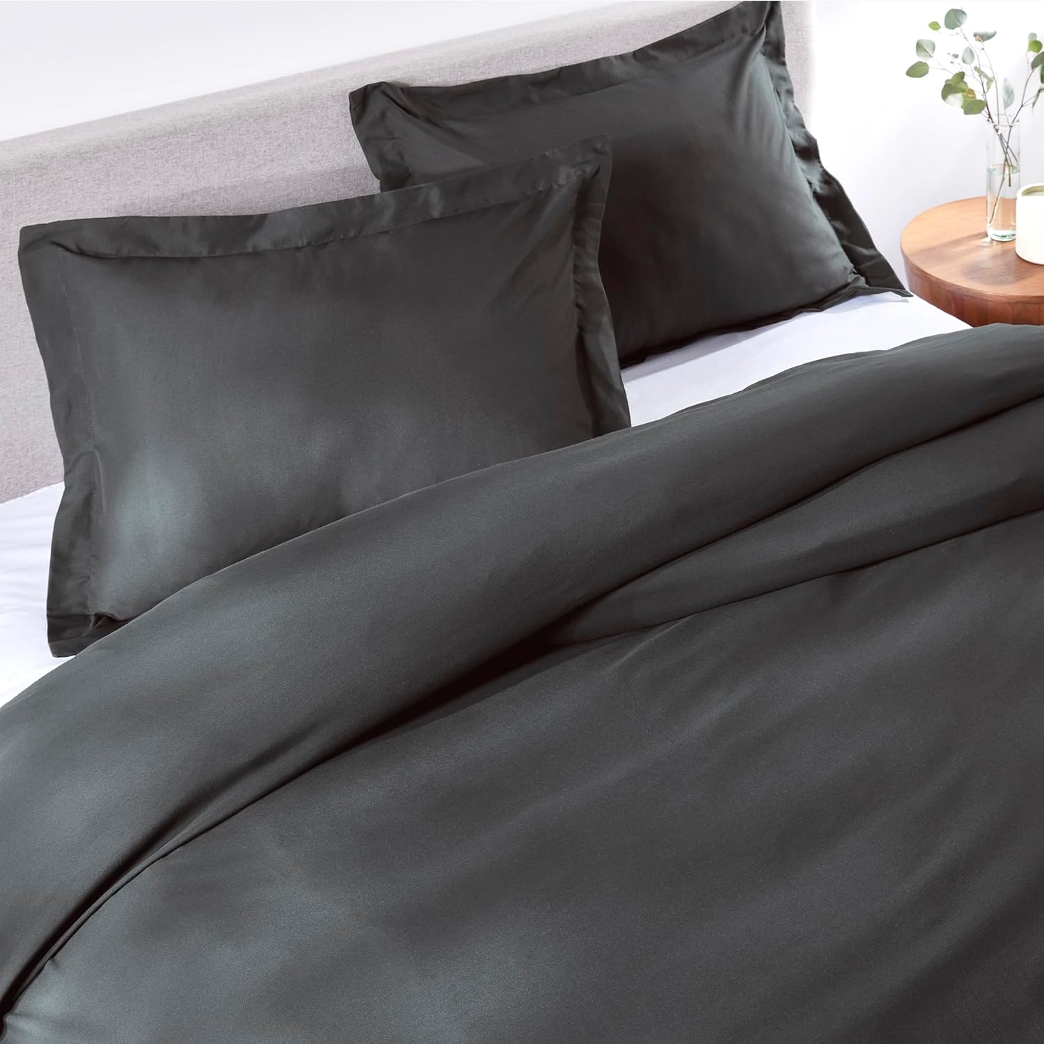 PeachSkinSheets Original 1500TC Queen Duvet Cover Set Graphite Gray