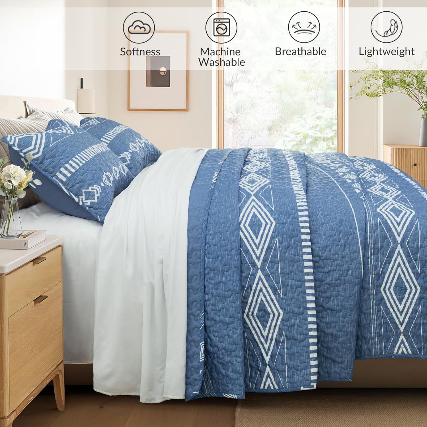Whale Flotilla Reversible Quilt Set Queen Size