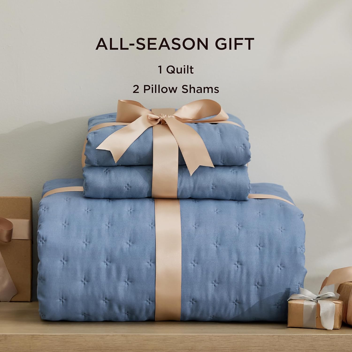 Bedsure King Quilt Set - Mineral Blue 106x96 Inch
