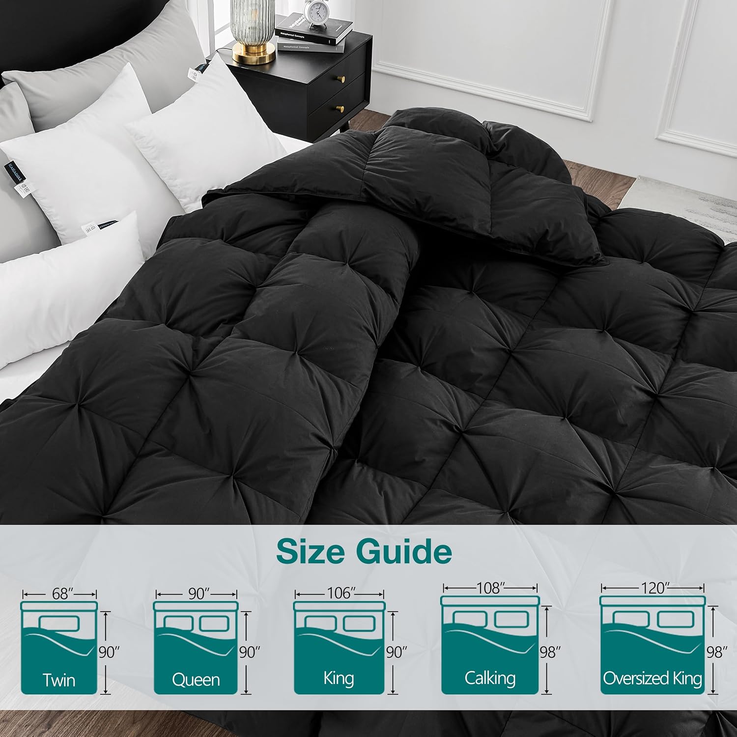 KAKABELL Goose Down Comforter 90x90 Black FullQueen
