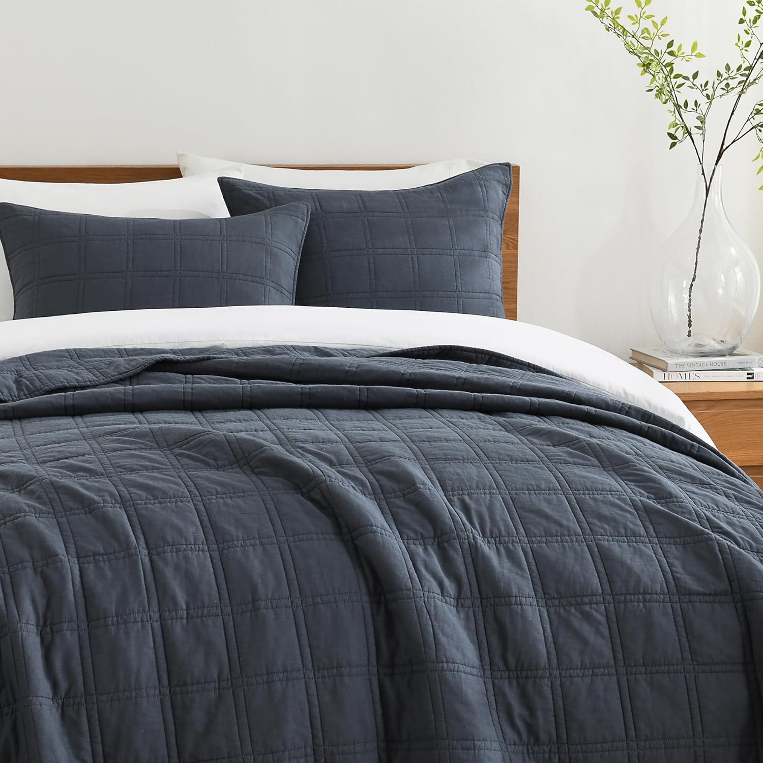 HORIMOTE HOME Denim Blue Queen Quilt Set 100 Cotton