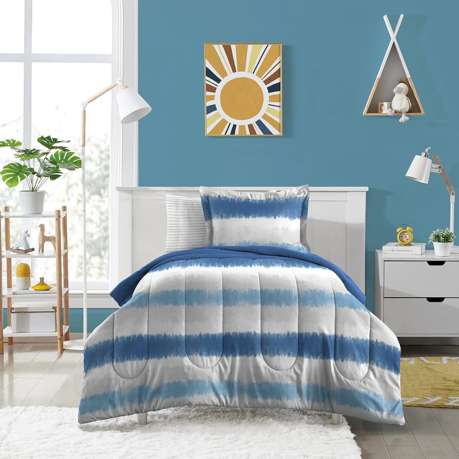 Dream FACTORY Kids 5-Piece Bed Set Blue Tie Dye