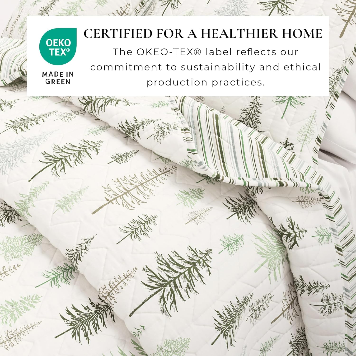 Great Bay Home 3-Piece Reversible Forest Cabin Bedspread King Quilt Set
