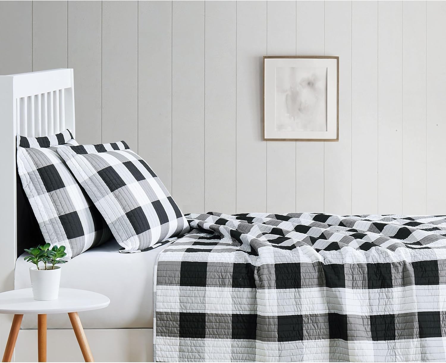 TRULY SOFT 3-Piece Black Buffalo Plaid Quilt Set