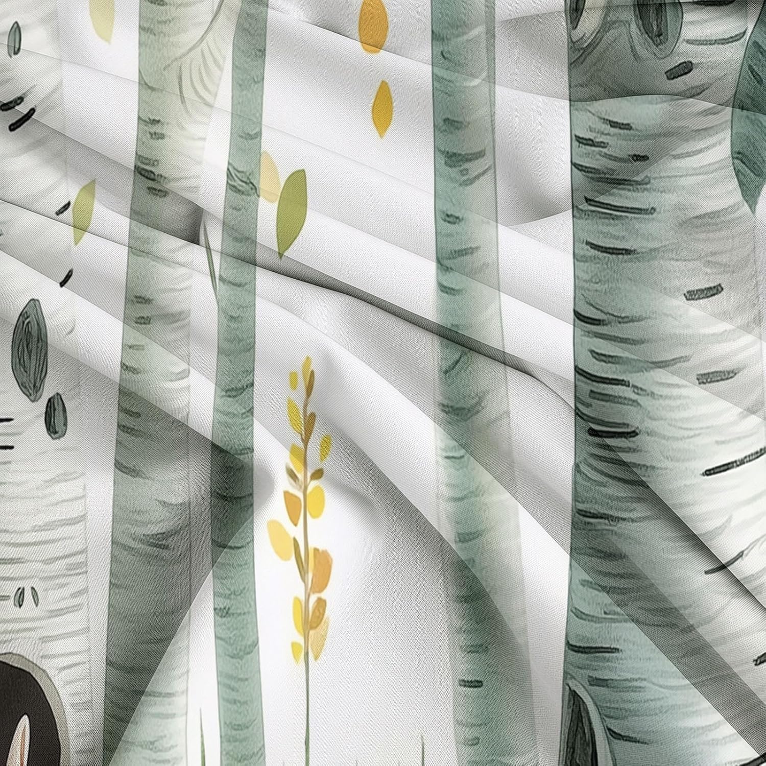 Cartoon Forest Birch Trees Duvet Cover Set