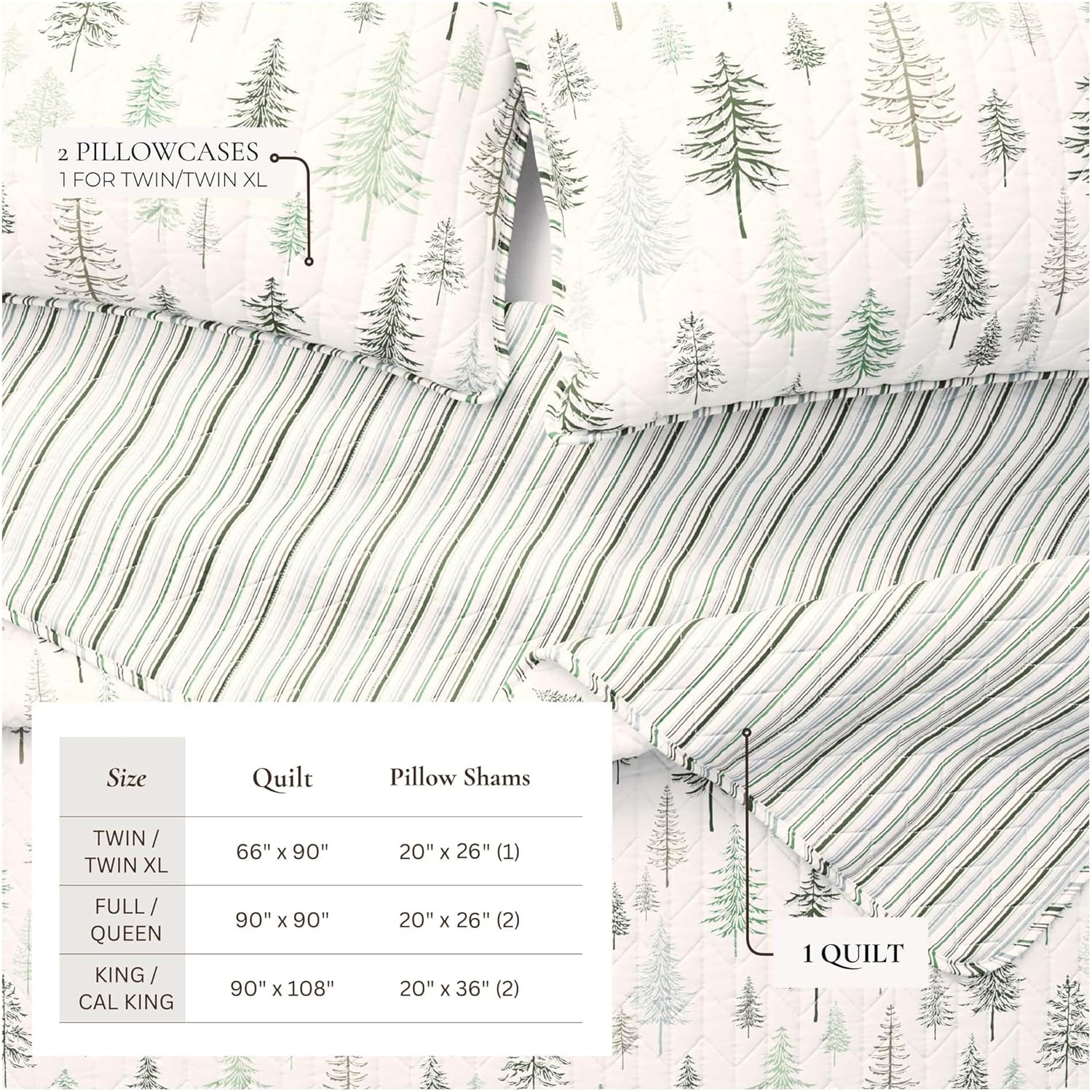 Great Bay Home 3-Piece Reversible Forest Cabin Bedspread King Quilt Set