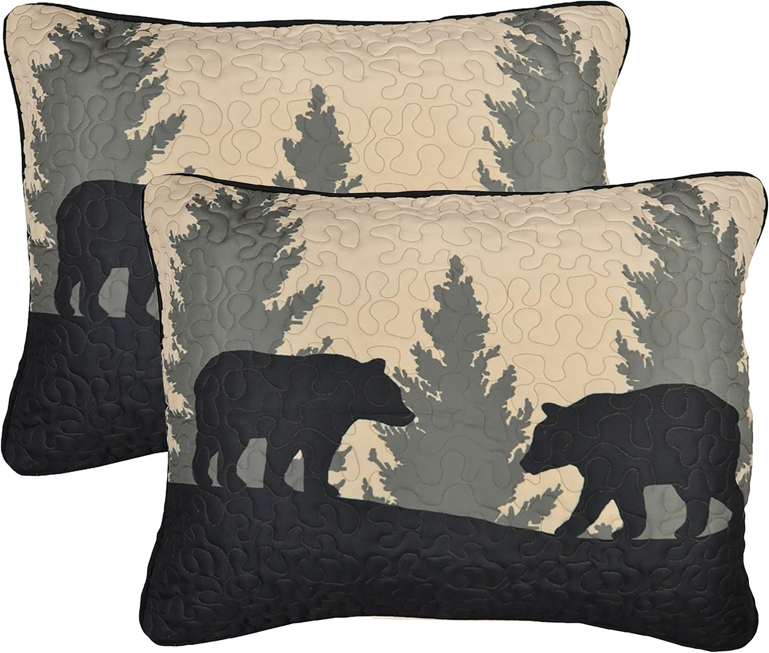 Donna Sharp King Quilt Set - Bear Walk Plaid Lodge 3 Piece