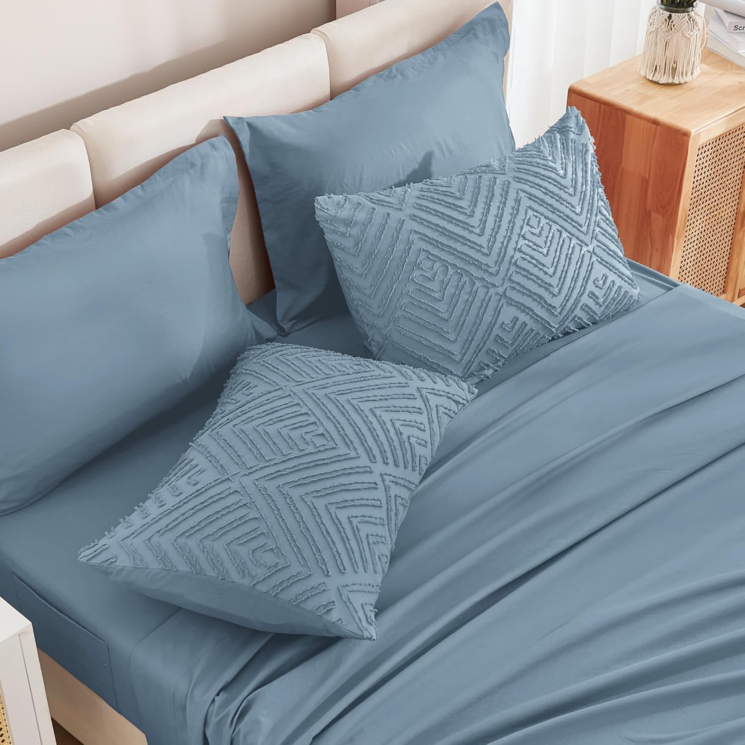 Andency King Size Comforter Set 7 Pieces Grayish Blue 1