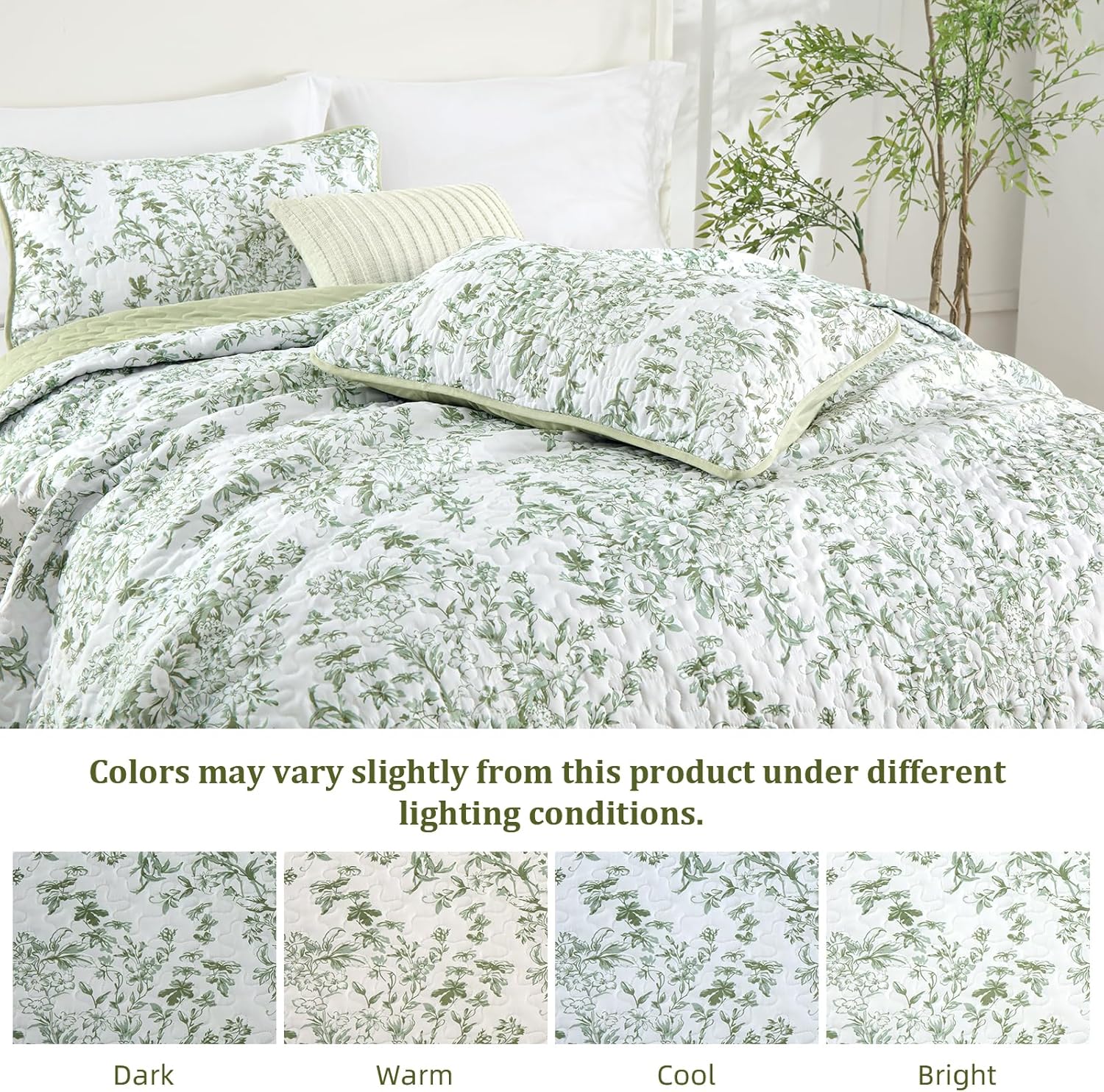 WONGS BDEEING California King Quilt Set Sage Green