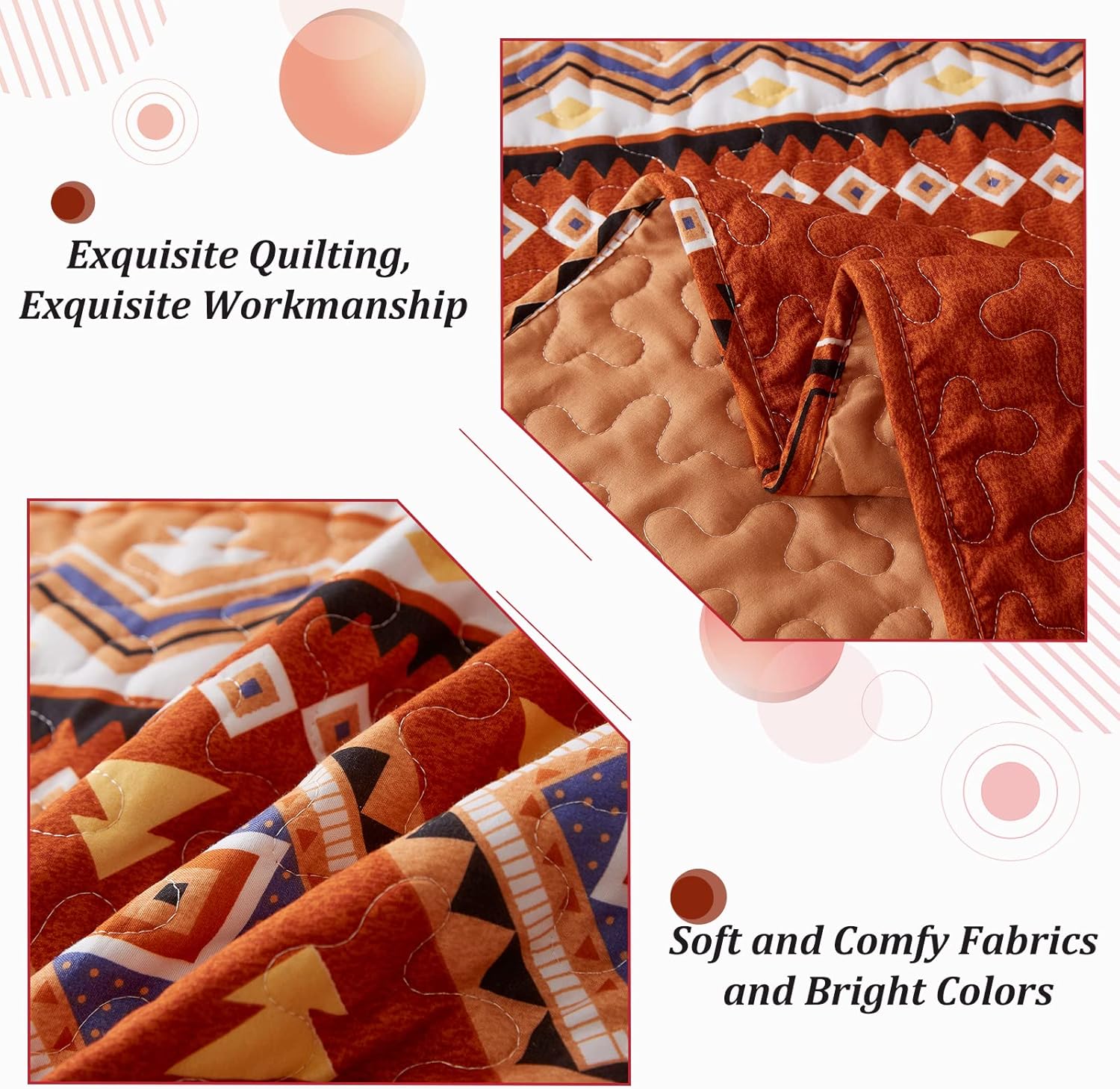 WONGS BEDDING Burnt Orange Quilt Set 3 Piece King Size