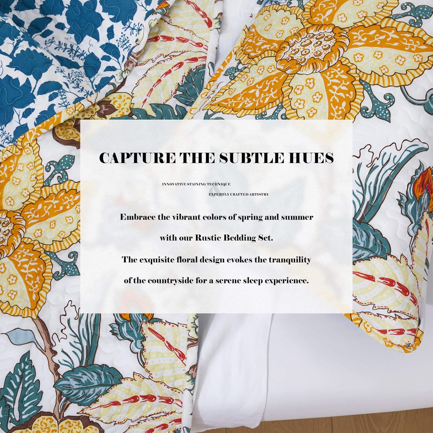 Bonlino Queen Size Floral Quilt Bedding Set