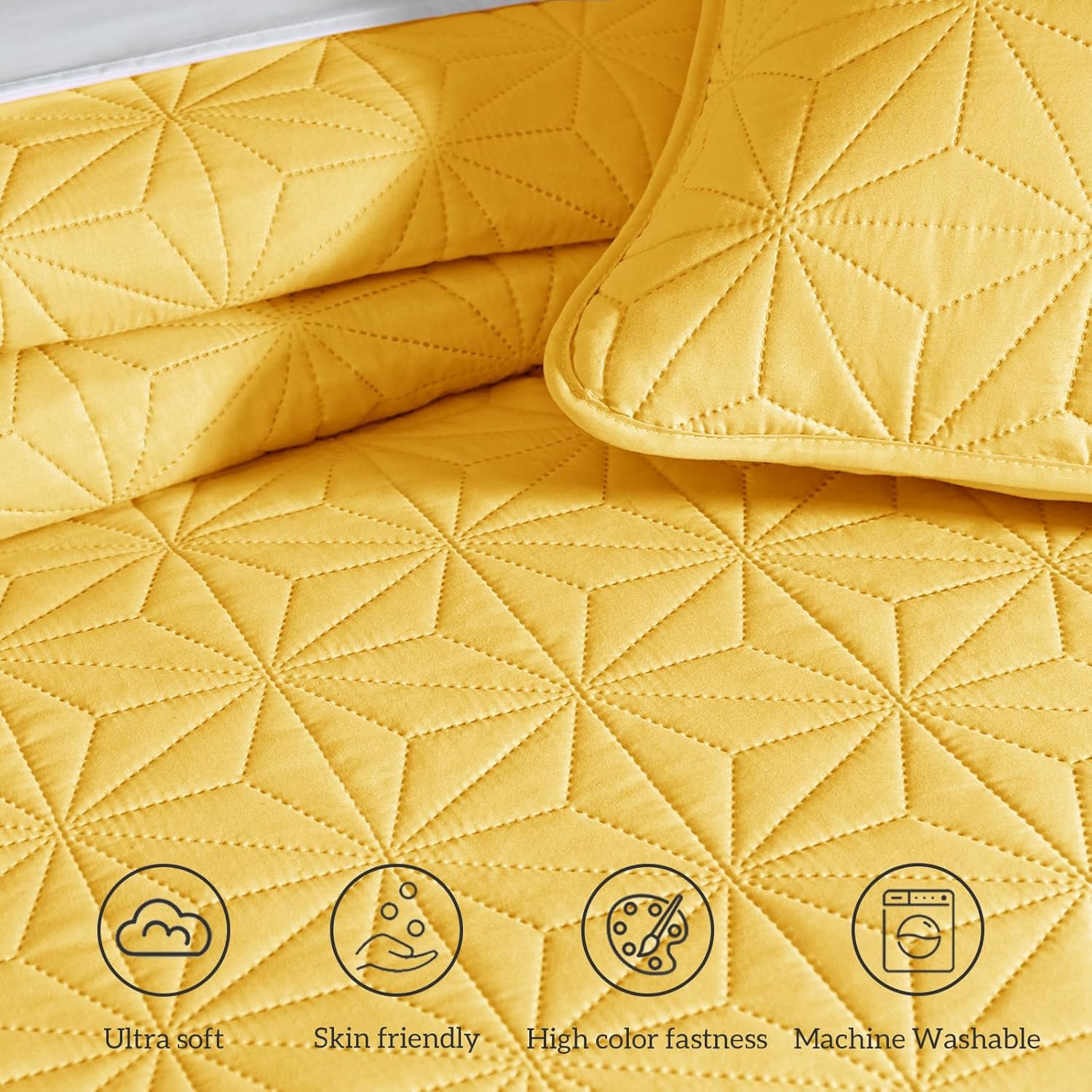 Whale Flotilla Queen Quilt Set with Geometric Star Pattern