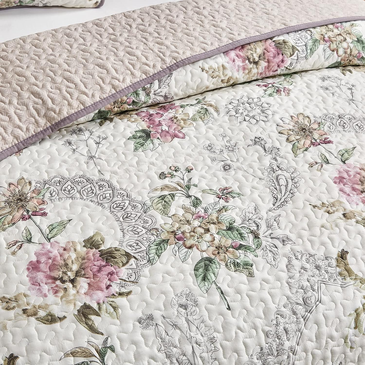 3 Pieces Reversible Quilt Set Soft Microfiber Bedspread for All Seasons