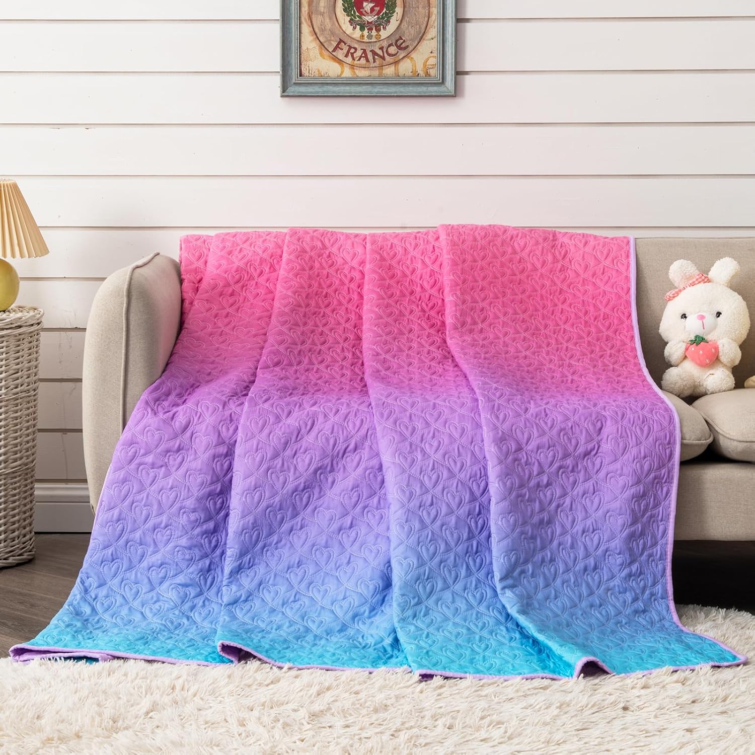 Suchbed Pink Heart-Shaped Quilt Set Twin Size