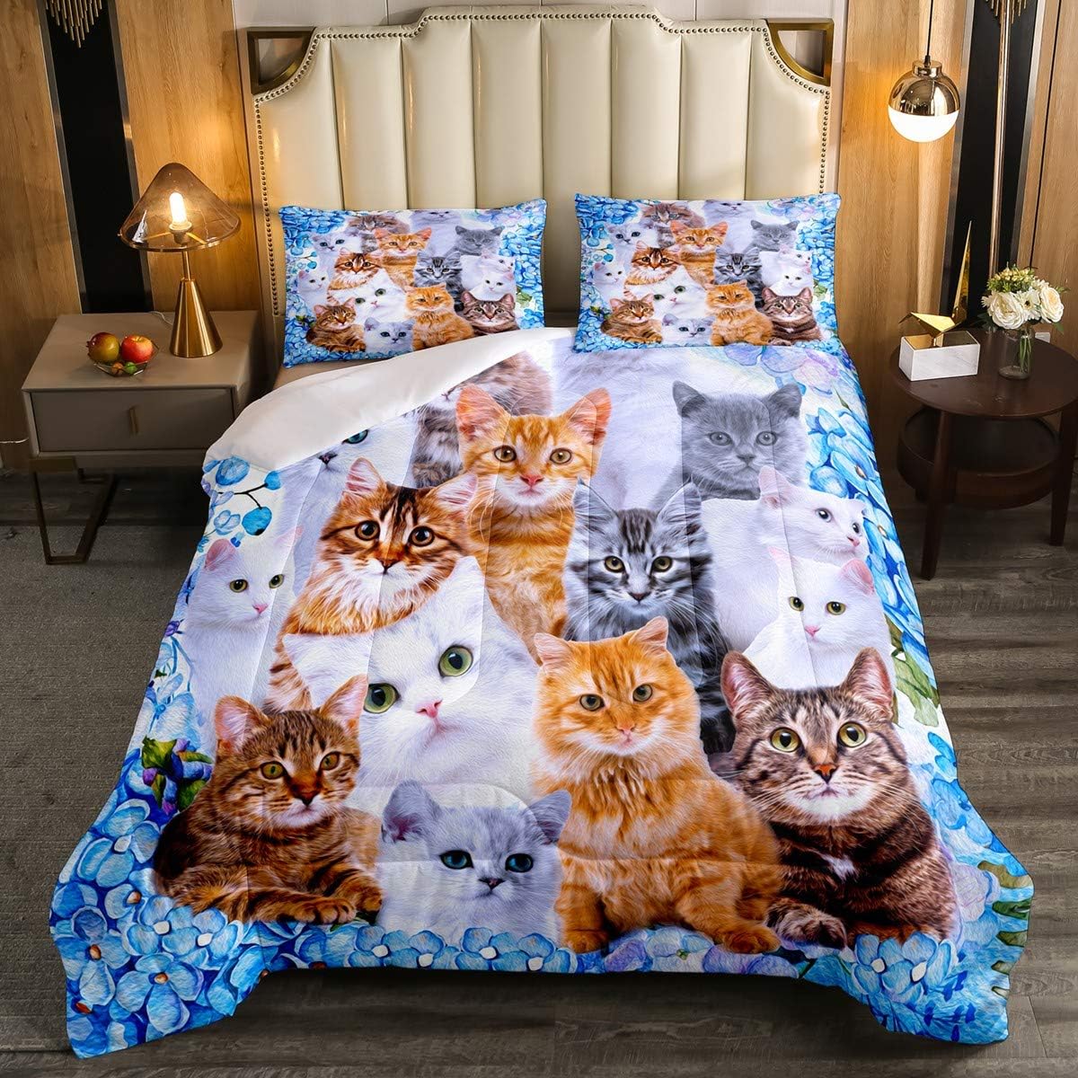 Feelyou Kids Cat Comforter Set 3Pcs