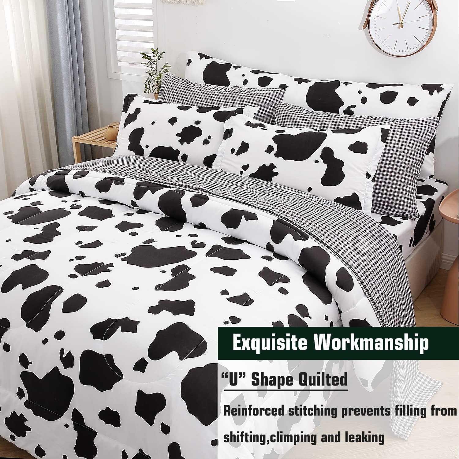 SUCSES King Size Cow Comforter Set 8 Pieces