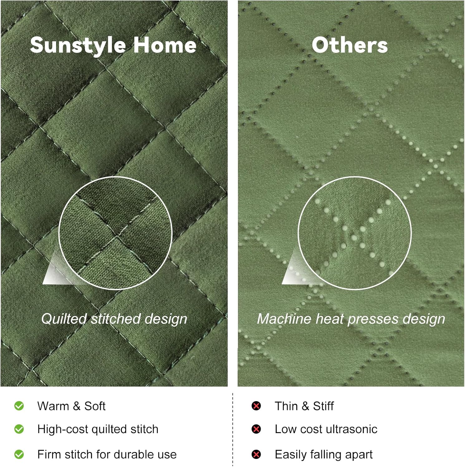SunStyle Home Olive Green King Quilt Bedding Set