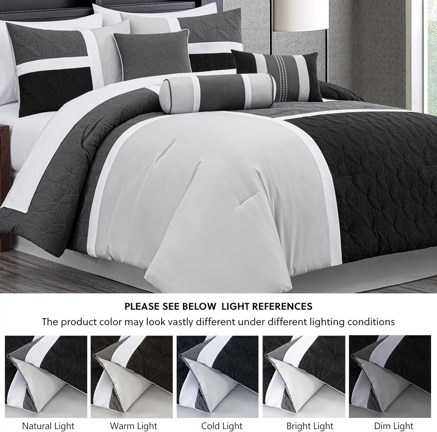 Chezmoi Upland 7-Piece Patchwork Comforter Set Queen