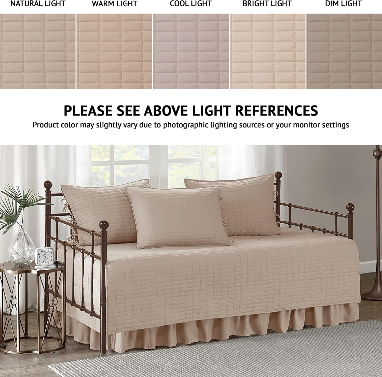 Comfort Spaces Daybed Cover - Luxe Double Sided Quilting 5 Piece Set